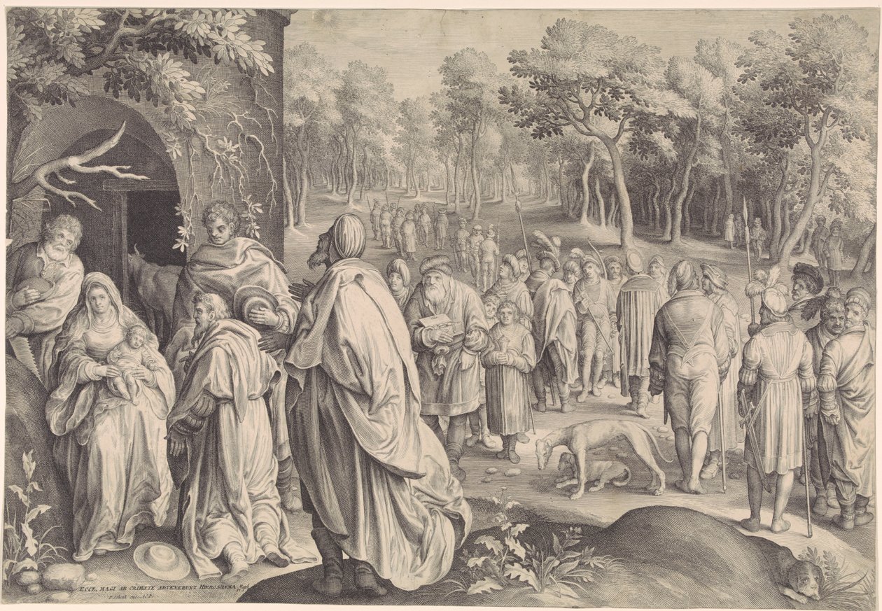 Tillbedjan av kungarna av Nicolaes de Bruyn