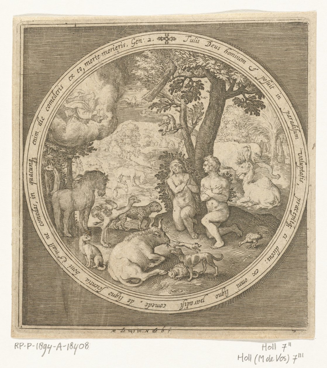 Adam och Eva i paradiset Från skapelse till utvisning från paradiset (serietitel) av Nicolaes de Bruyn