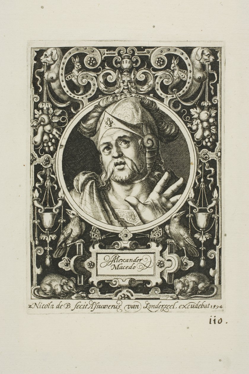 Alexander den store, plansch två från The Nine Worthies av Nicolaes de Bruyn