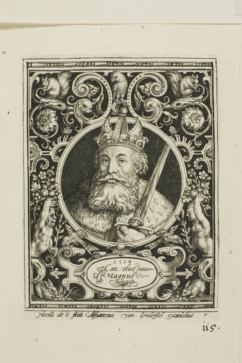 Karl den store, plansch sju från The Nine Worthies av Nicolaes de Bruyn