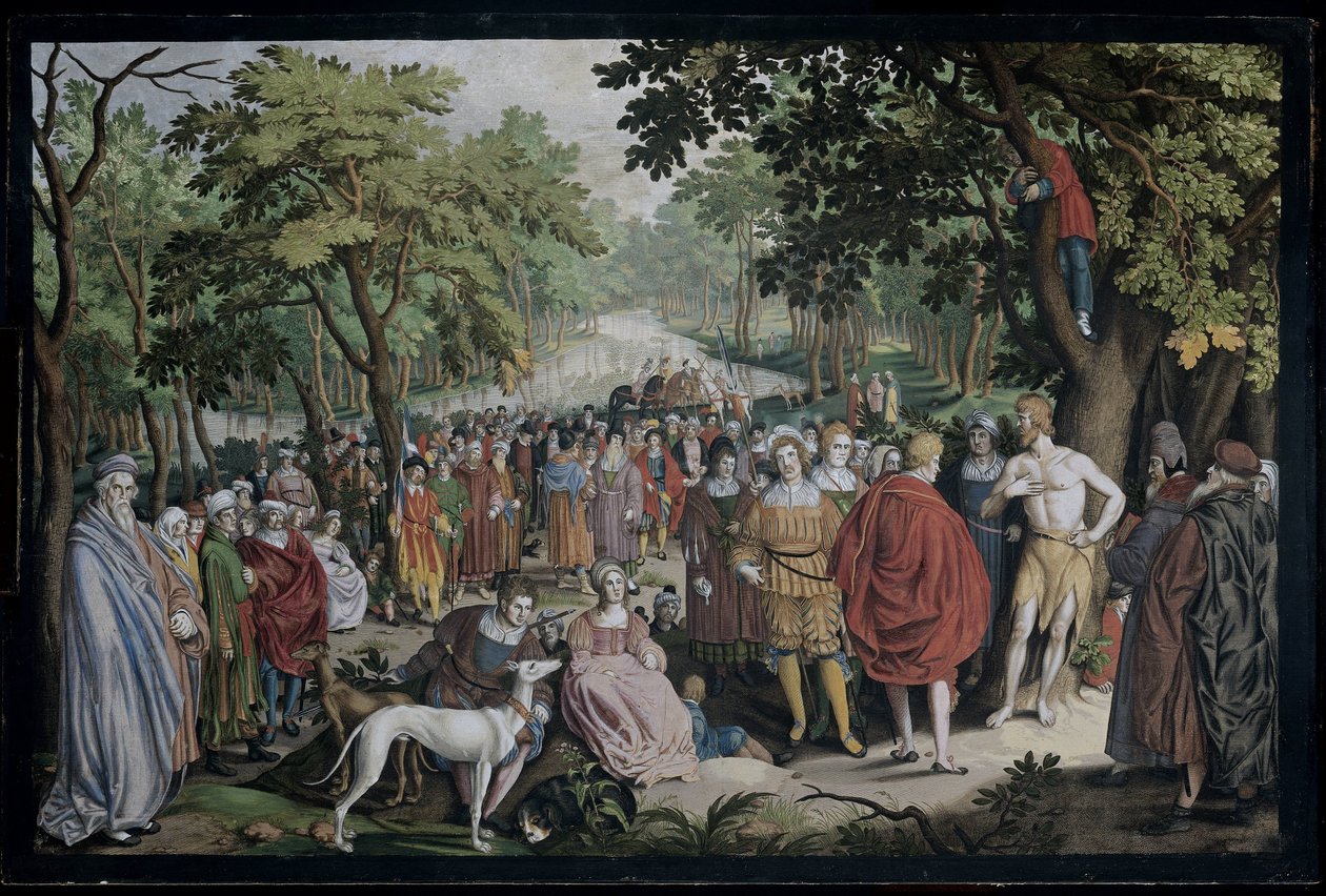 Johannes Döparens predikan på Jordans strand av Nicolaes de Bruyn