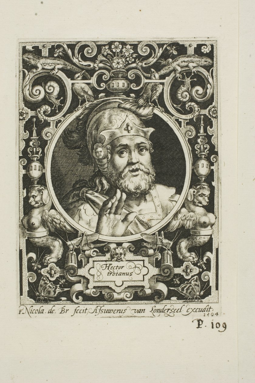 Hector av Troja, plansch ett från The Nine Worthies av Nicolaes de Bruyn