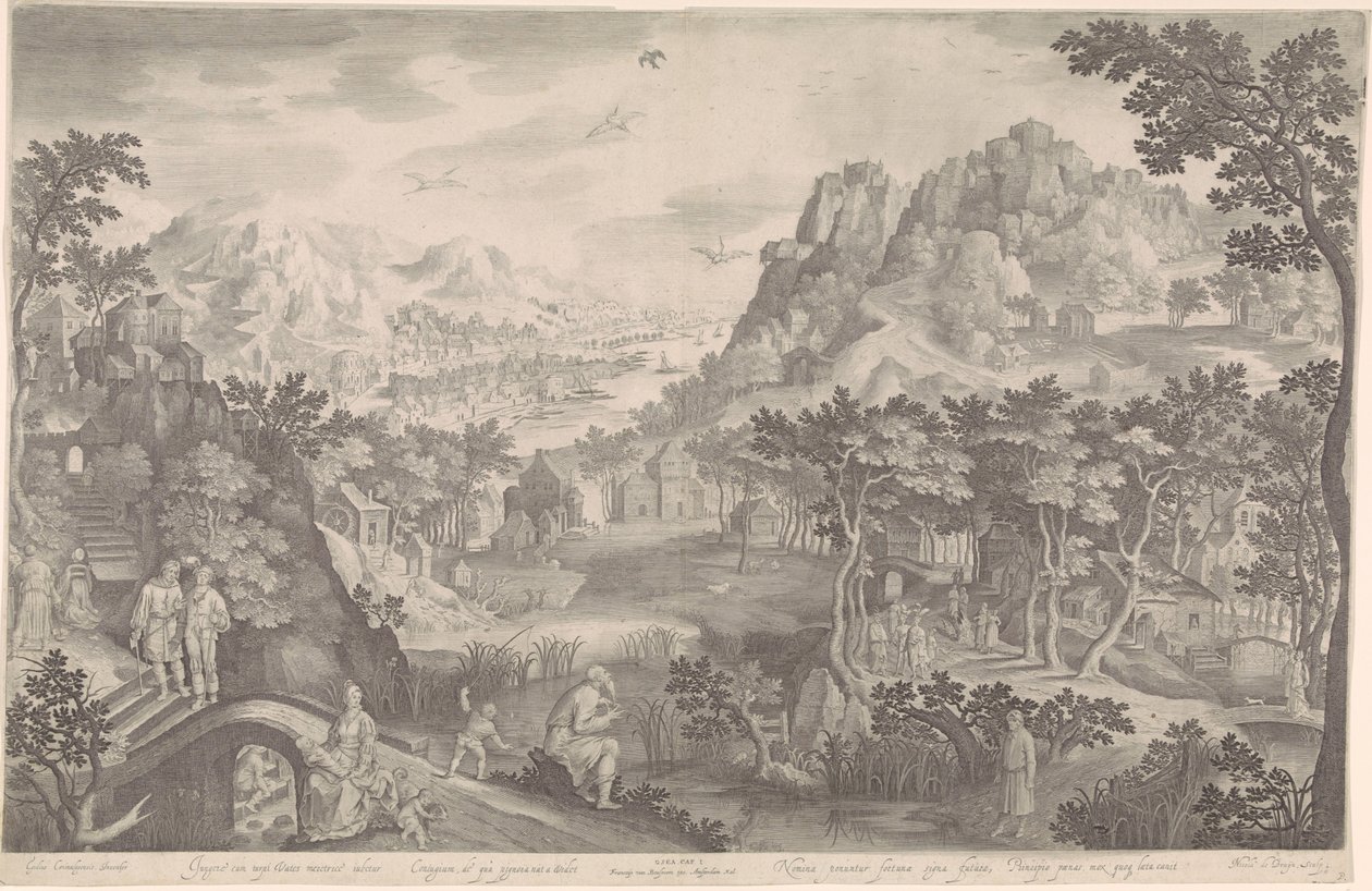 Hosea och den otrogna kvinnan i ett landskap av Nicolaes de Bruyn
