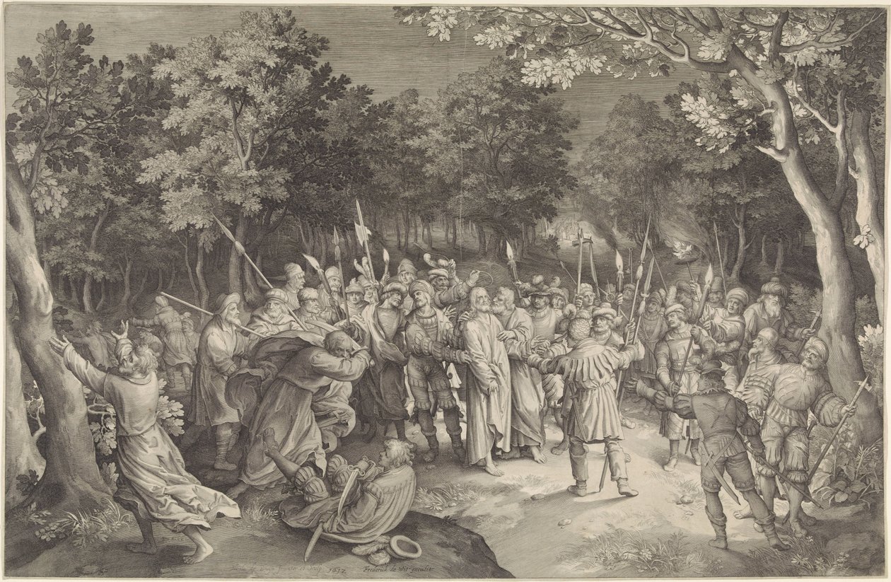 Judas kyss och arrestering av Kristus av Nicolaes de Bruyn