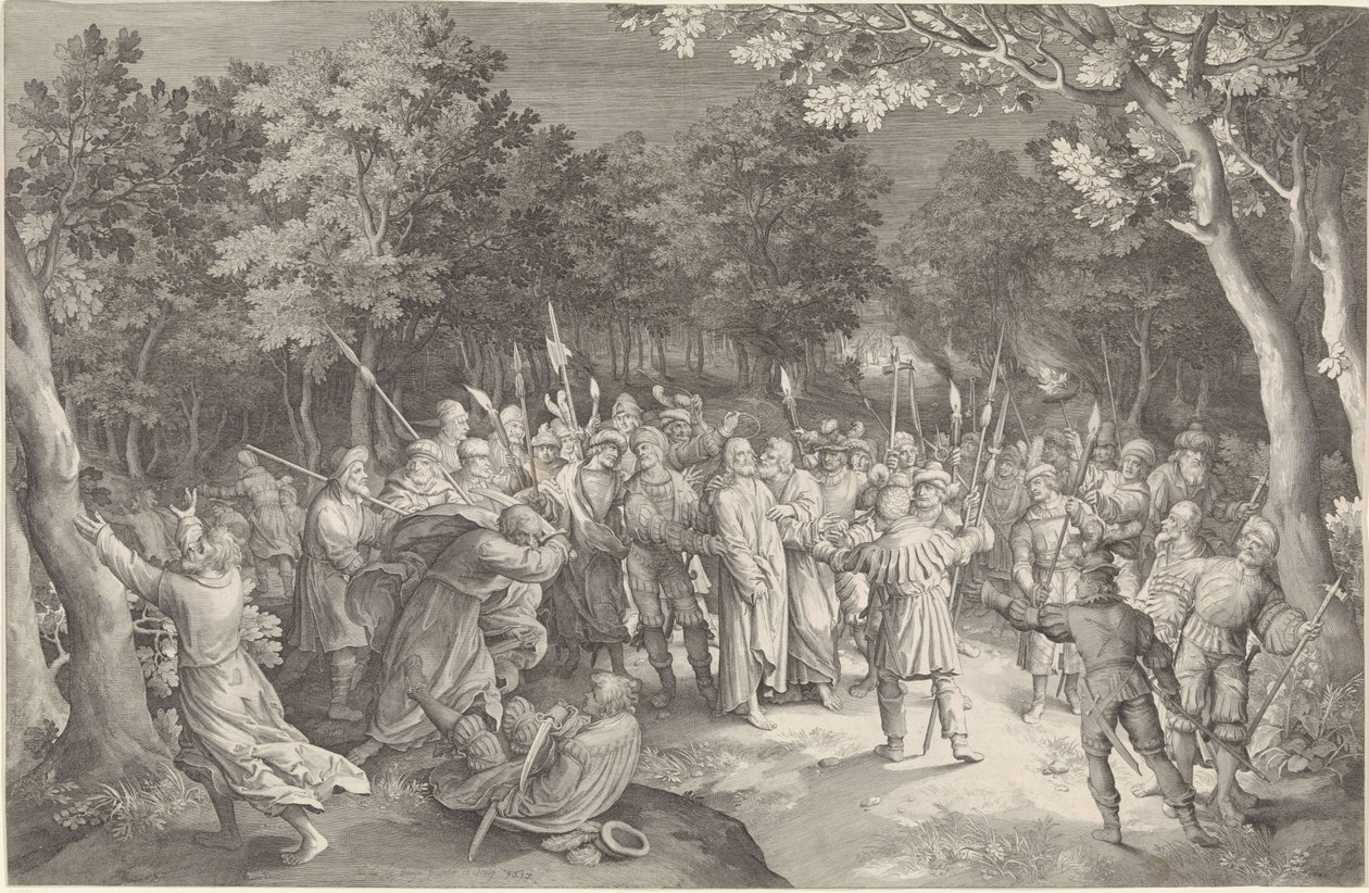 Judas kyss och arrestering av Kristus av Nicolaes de Bruyn