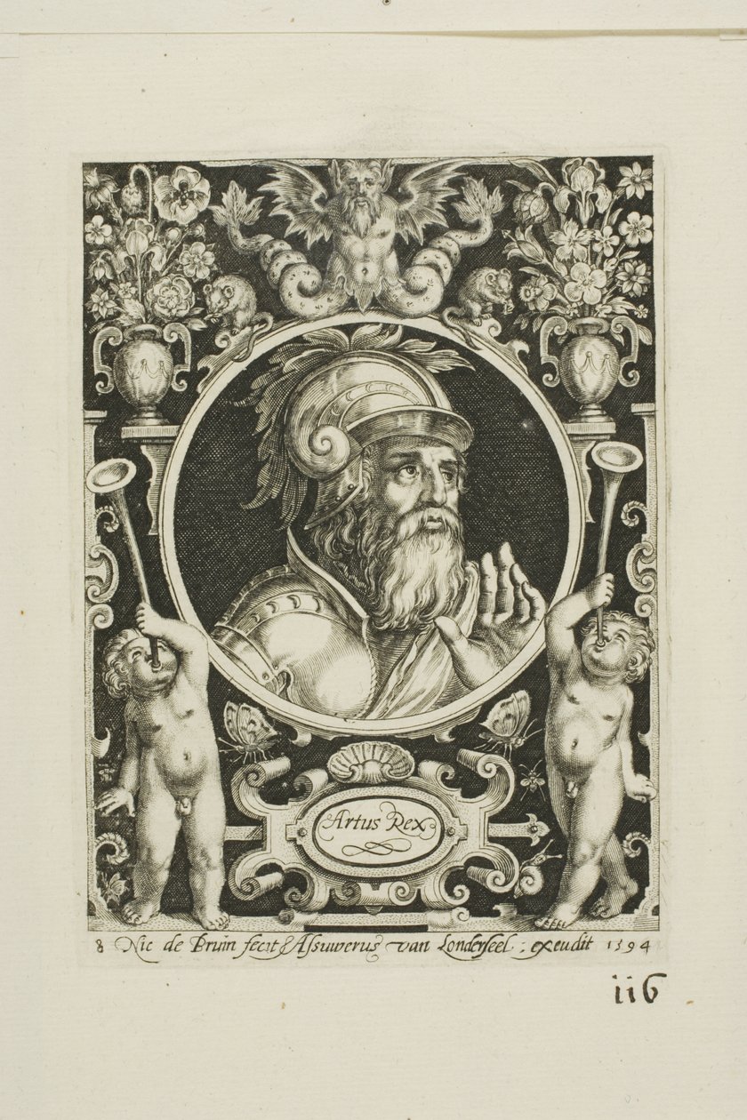 King Arthur, tallrik åtta från The Nine Worthies av Nicolaes de Bruyn