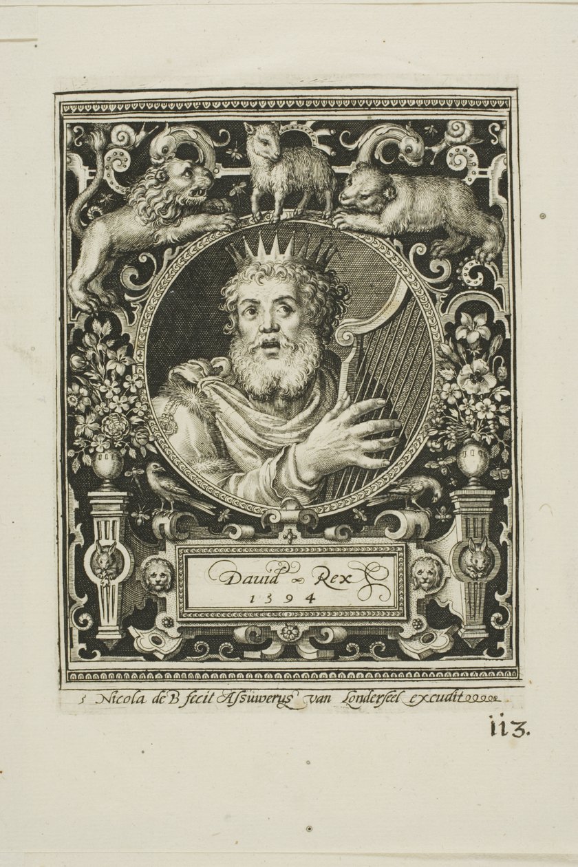 Kung David, plansch fem från The Nine Worthies av Nicolaes de Bruyn