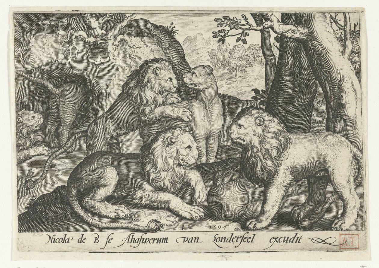 Lions Animalivm qvadrvpedvm (serietitel) Djur i landskap (serietitel) av Nicolaes de Bruyn