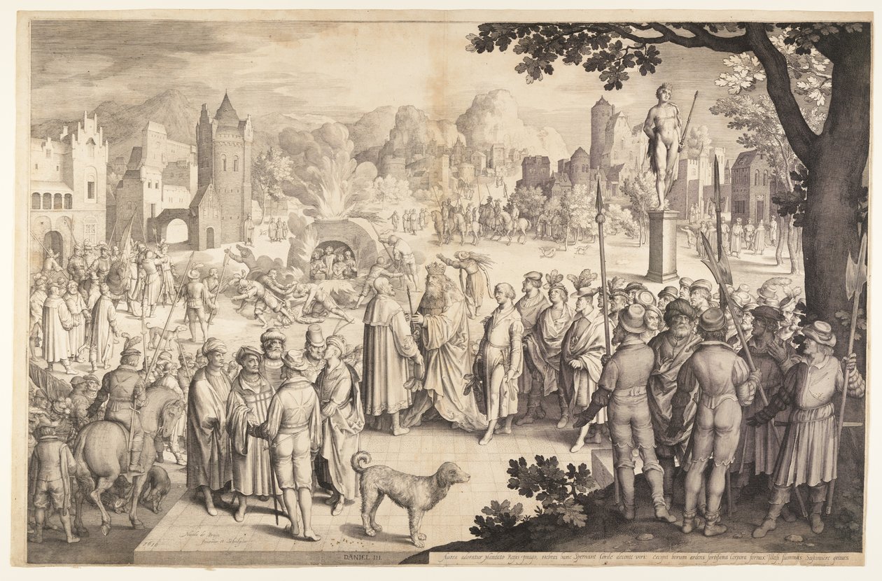 Shadrach, Meshach och Abednego i den brinnande spisen av Nicolaes de Bruyn