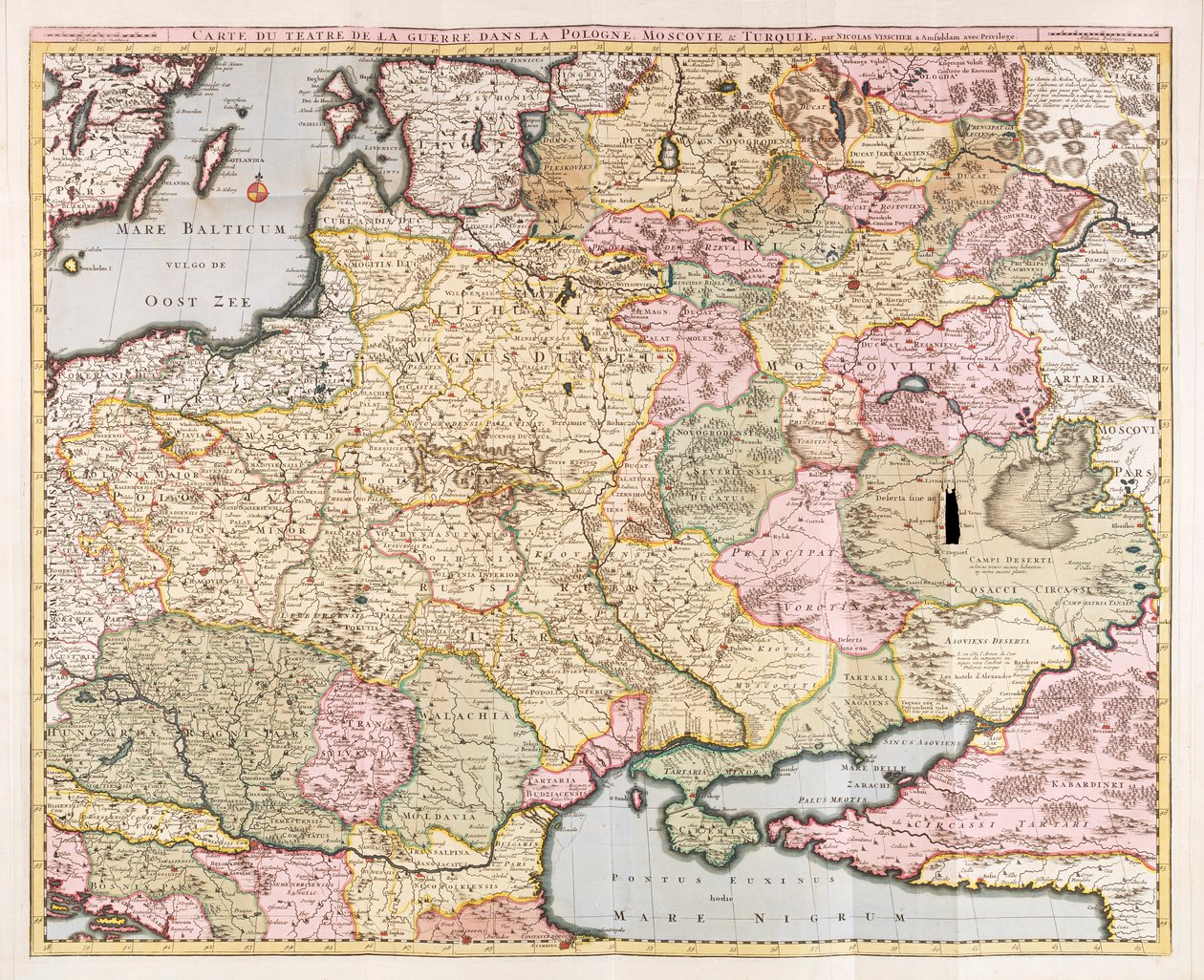 Karta över krigsskådeplatserna i Polen, Muskovien och Turkiet" av Nicolas Visscher av Nicolaes the Elder Visscher