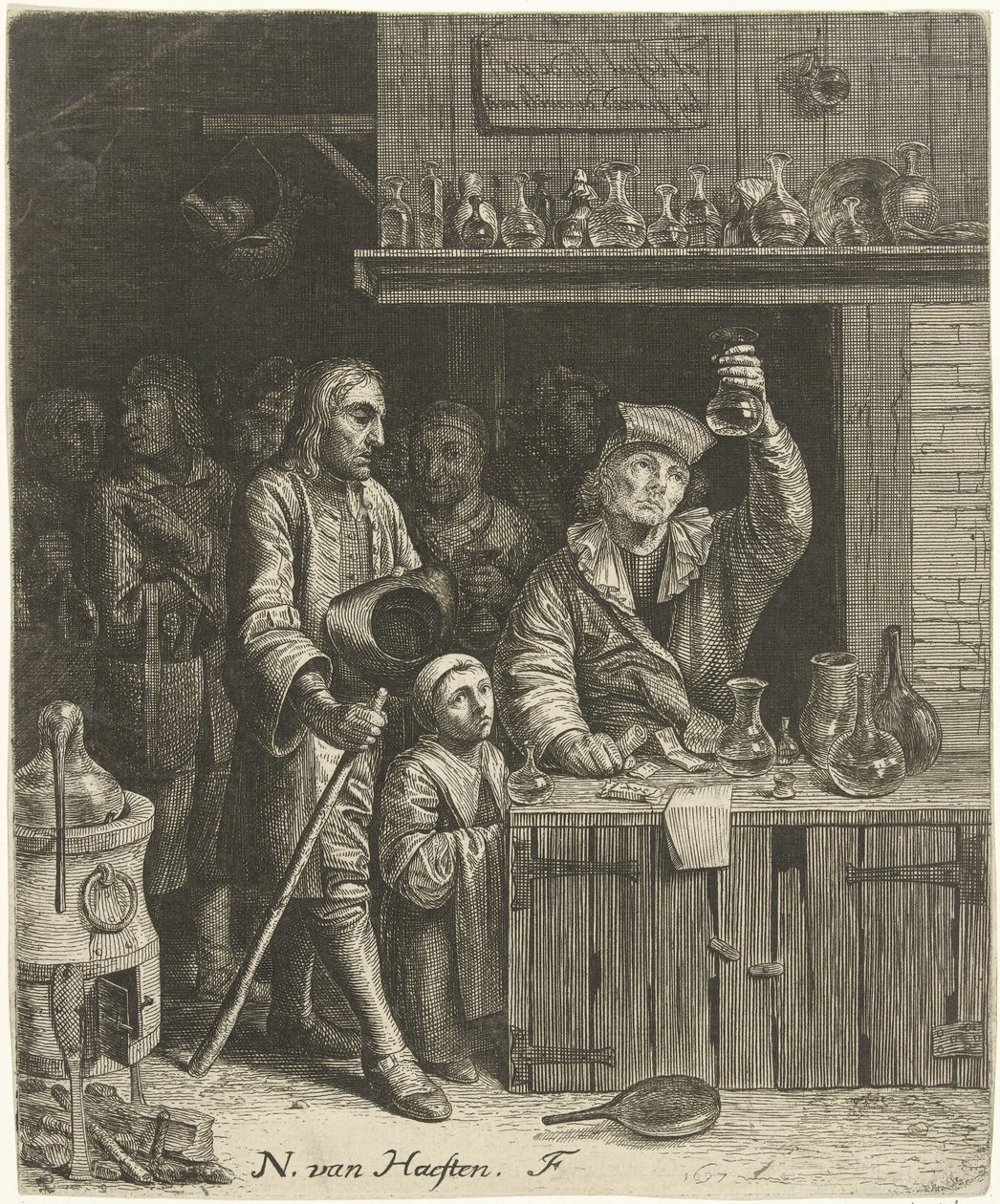 Pisstittare och bondfamilj av Nicolaes van Haeften