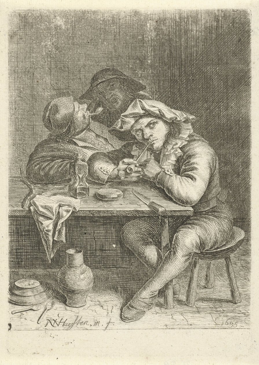 Två rökare vid ett bord av Nicolaes van Haeften
