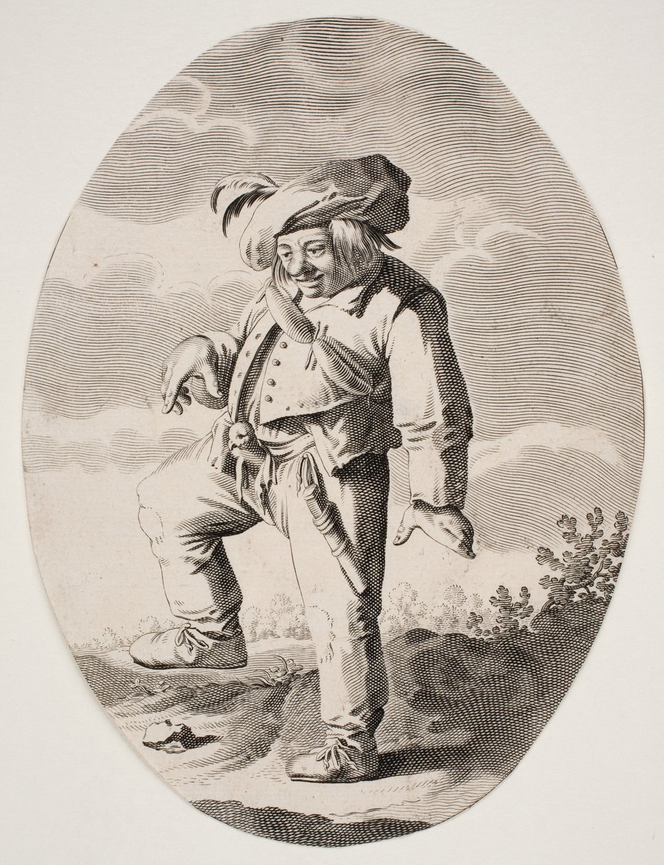 Dansande bonde med en fågel i flugan av Nicolaes van Lijnhoven