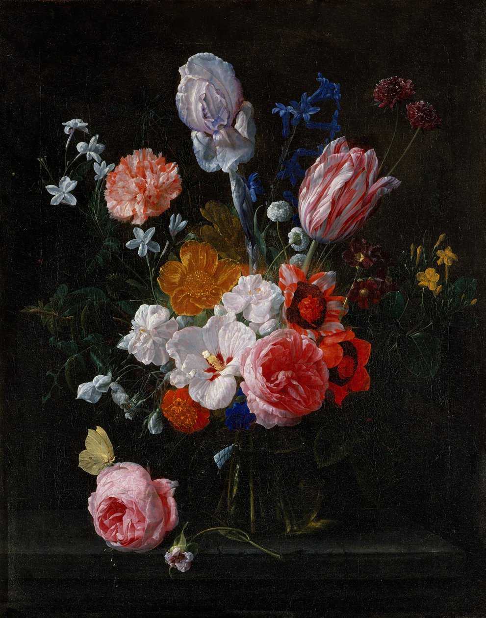 En bukett blommor i en kristallvas, 1662. av Nicolaes van Veerendael
