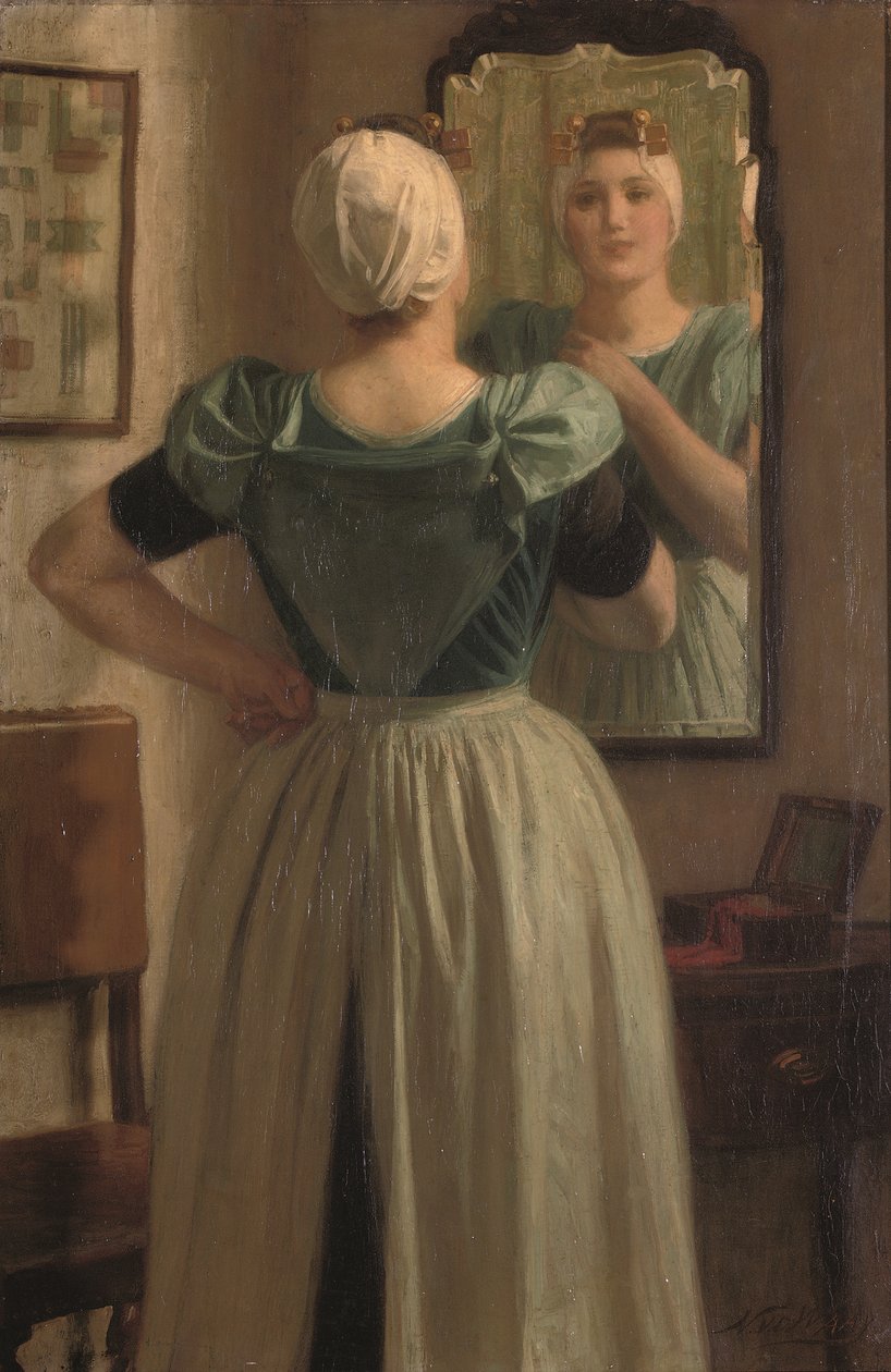 En vacker reflektion (olja på duk) av Nicolaes van der Waay