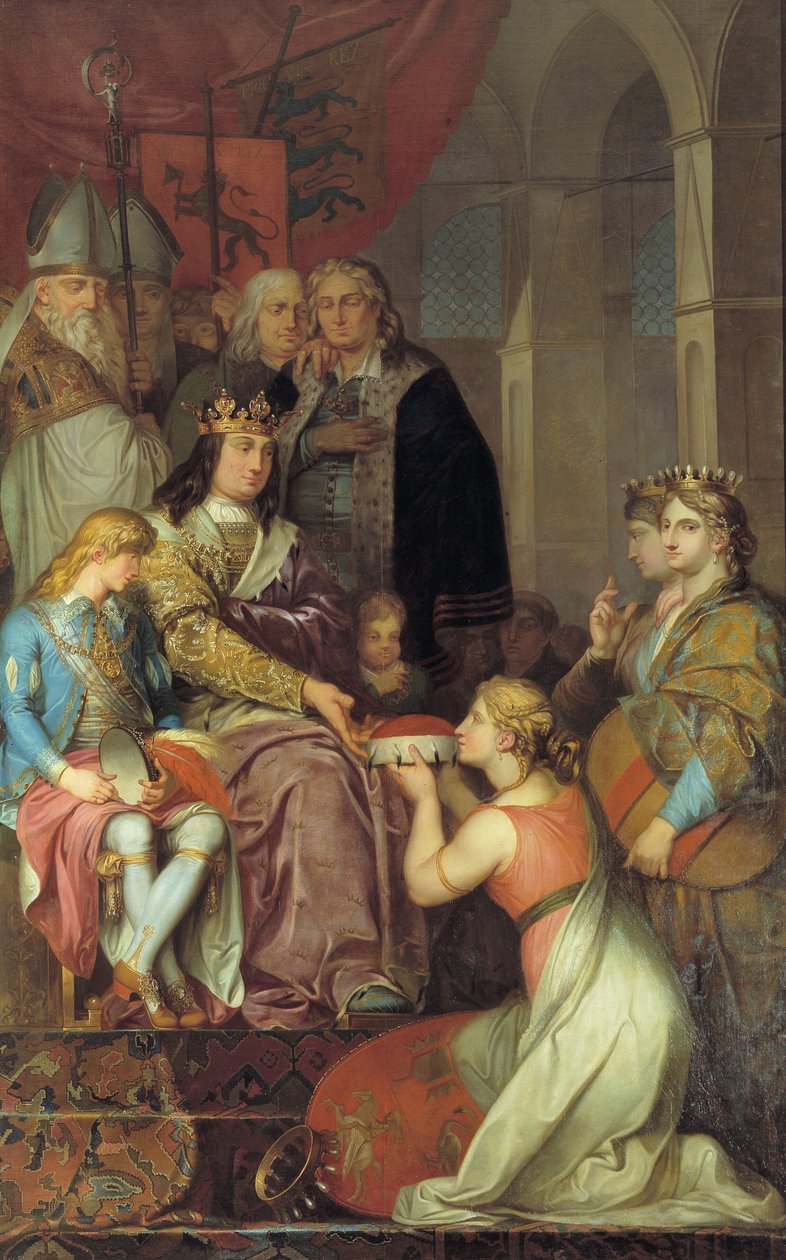 Christian I utropar Holstein till hertigdöme 1474. Målad till Christiansborgs slott av Nicolai Abildgaard