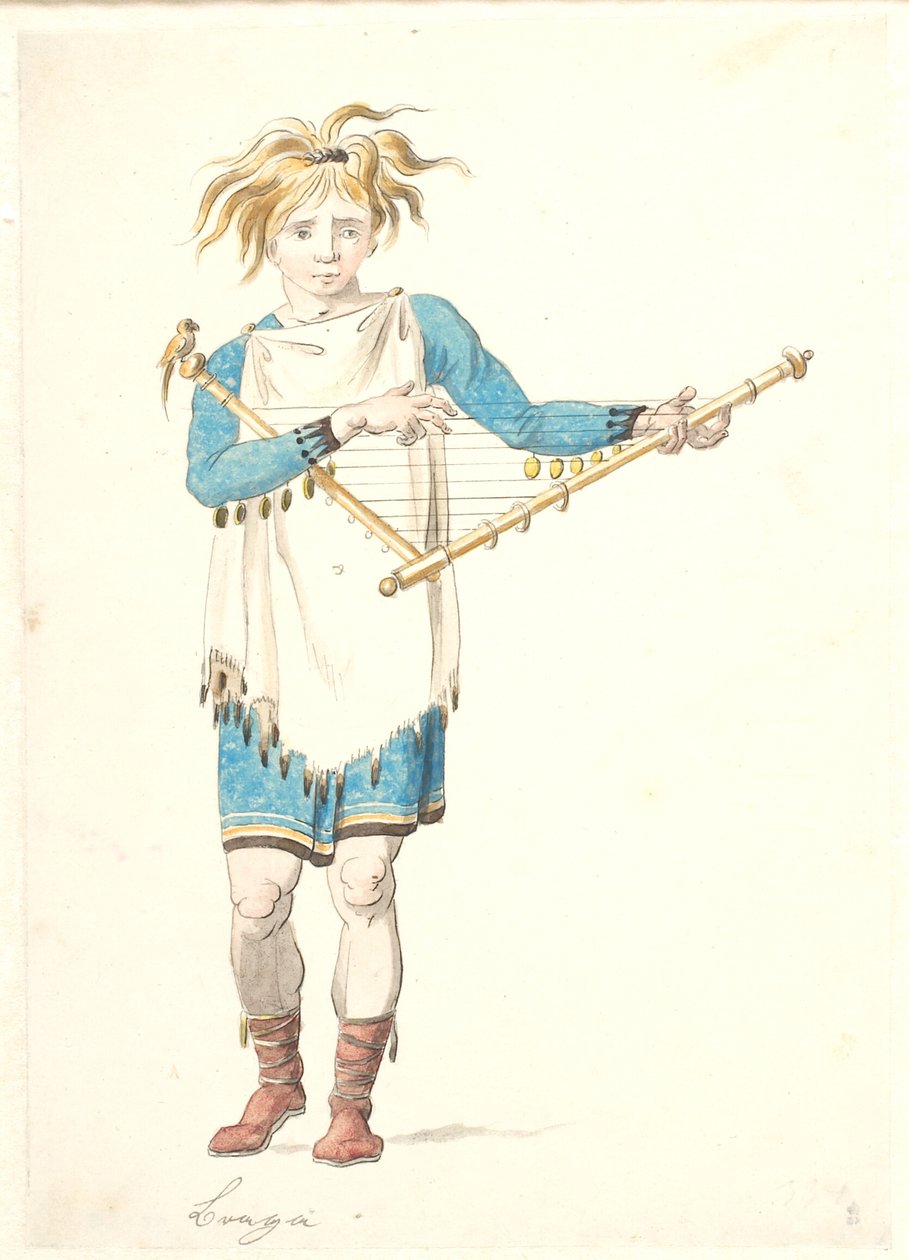 En ung man med ett stråkinstrument i handen av Nicolai Abildgaard