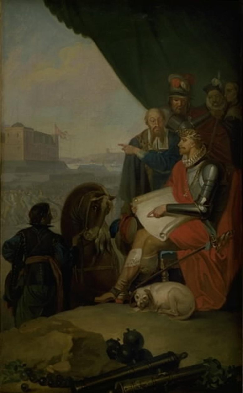 Frederik II bygger Kronborgs slott i Helsingör av Nicolai Abildgaard