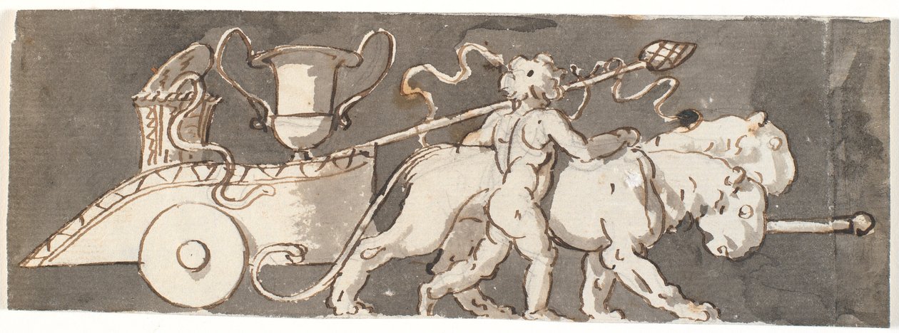 Fris med pojken vid Bacchus och Mars vagn (eller Pluto) tecknad av lejon av Nicolai Abildgaard