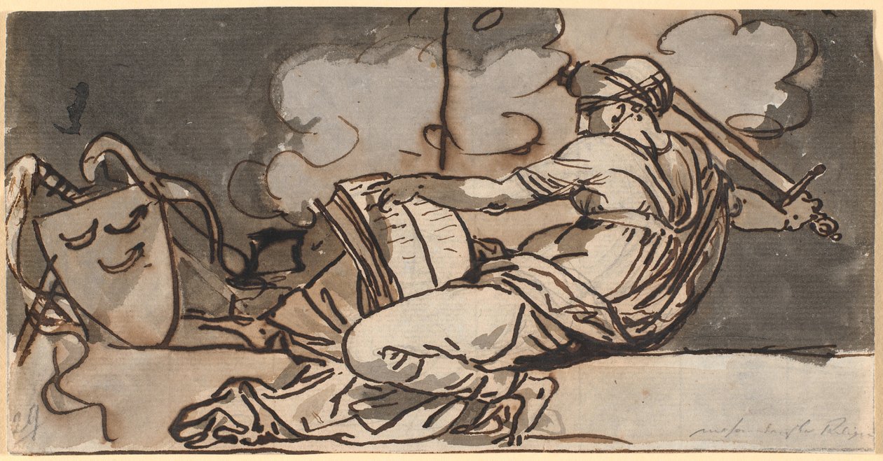 Lutande kvinnofigur som symboliserar den muhammedanska religionen av Nicolai Abildgaard