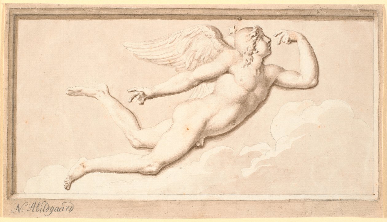 Morgonen eller dagen. En bevingad flygande ung man av Nicolai Abildgaard
