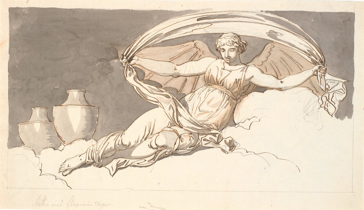 Natt, en vilande kvinna med fladdermusvingar av Nicolai Abildgaard