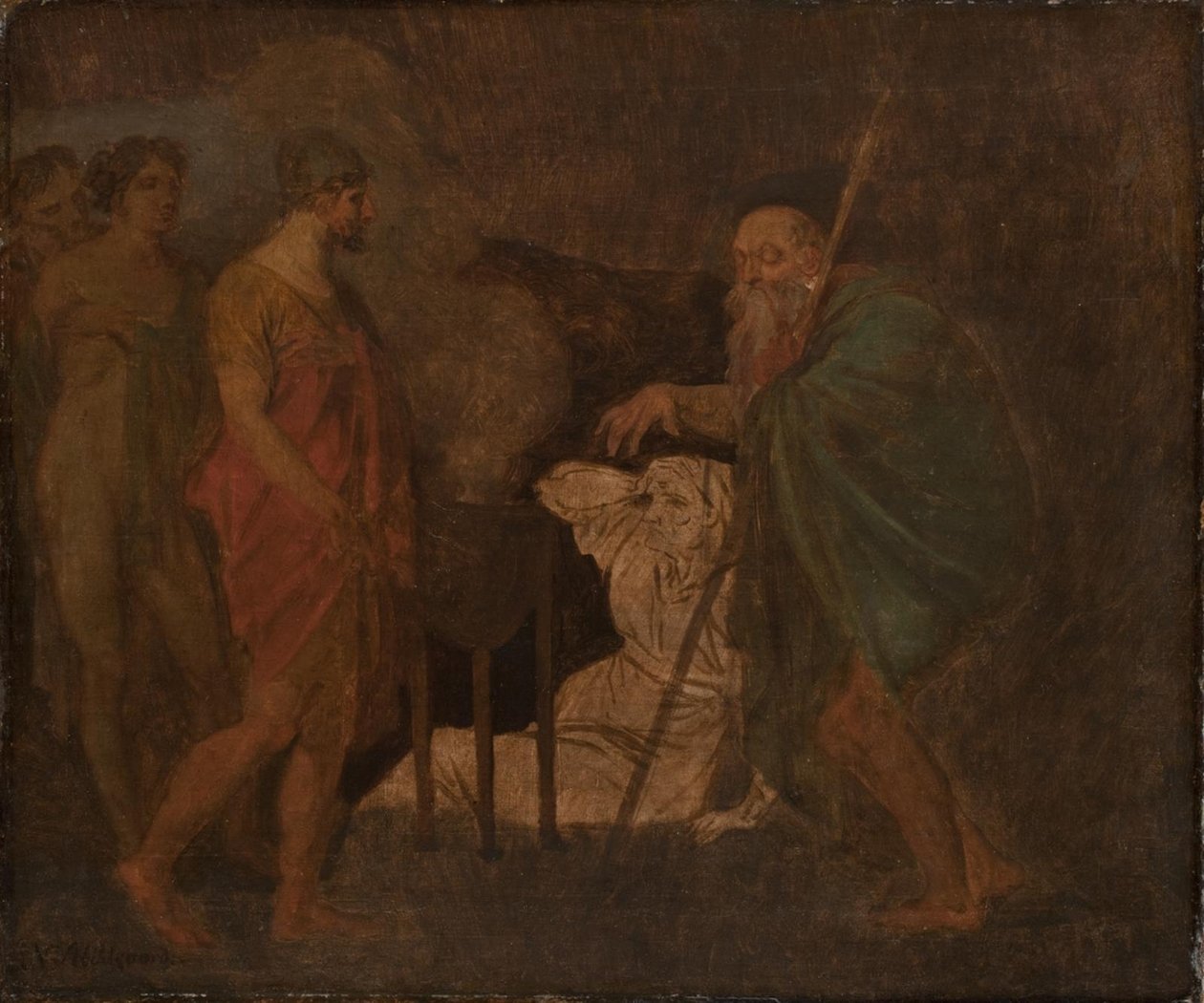 Odysseus tar råd med Teiresias. Från Homer