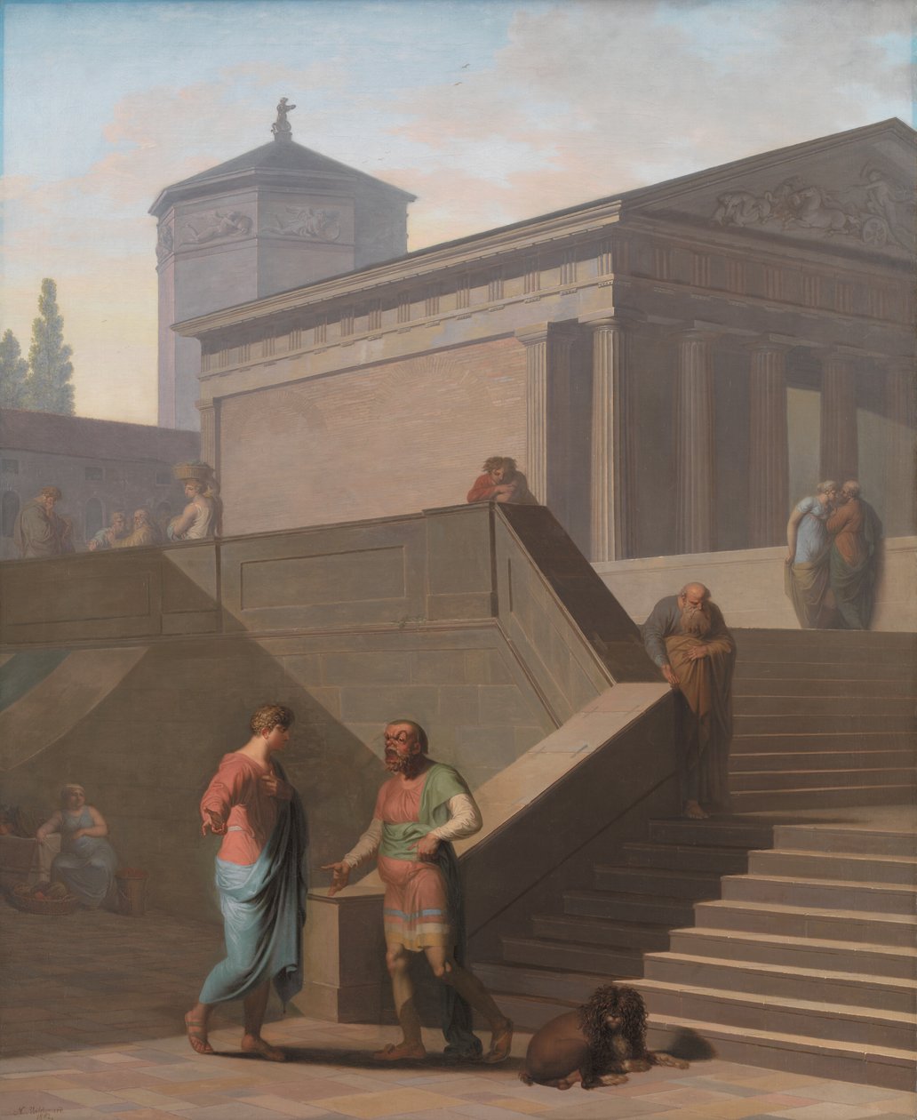 Pamphilius och hans tjänare Davus. Från Terences Andria av Nicolai Abildgaard
