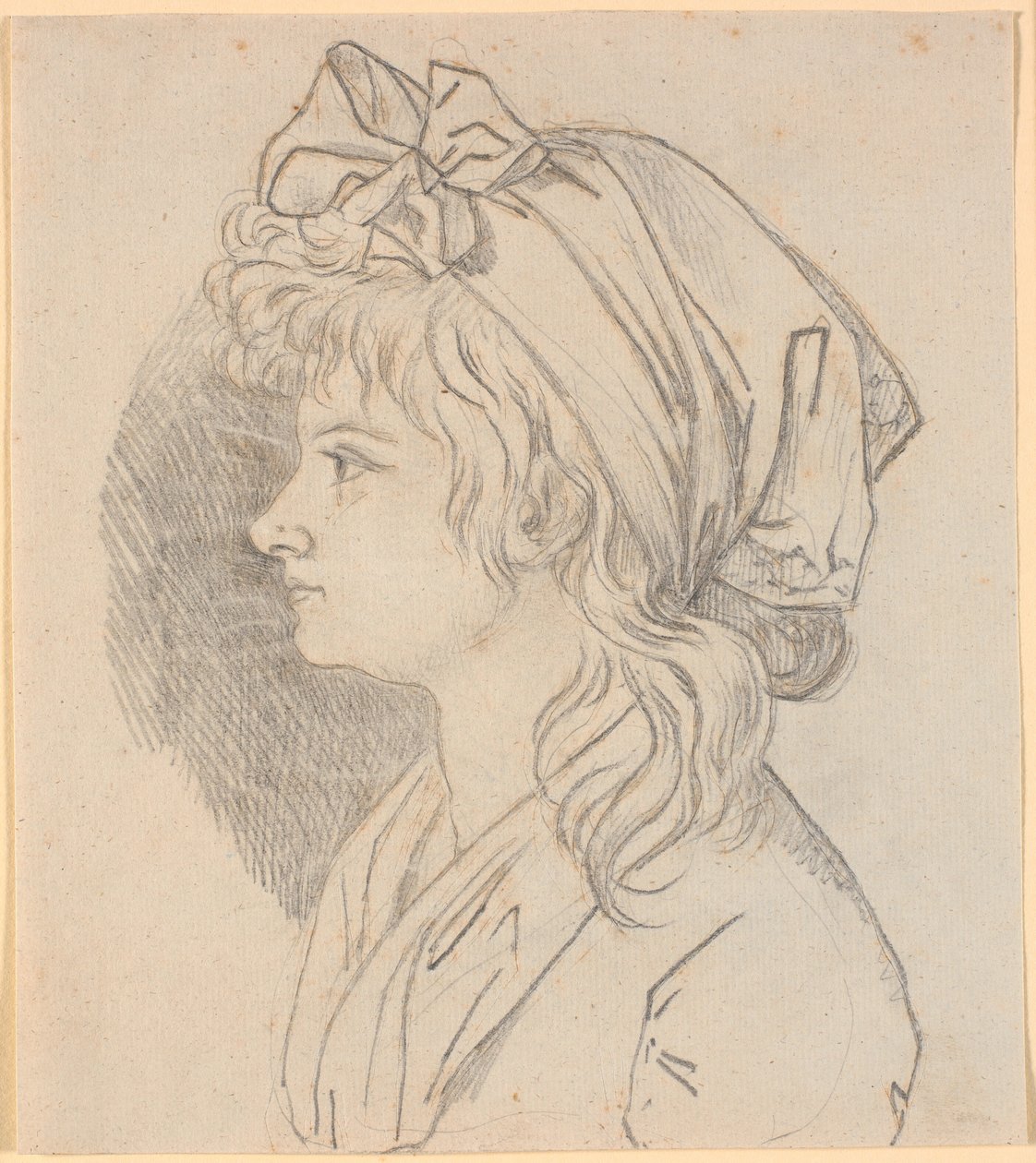 Profilporträtt av målarens andra fru Juliane Marie Abildgaard, född Ottesen. Förberedelse för porträtt i Frederiksborgsmuseet av Nicolai Abildgaard