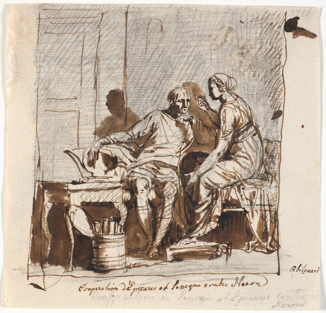 Seneca och Epicharis konspirerar mot Nero av Nicolai Abildgaard