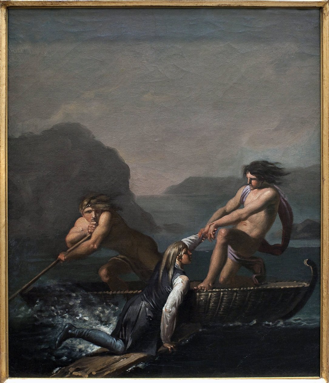 Skeppsvraket Niels Klim räddades av två Quamites. Utdrag ur The Underground Journey av Niels Klim av Nicolai Abraham Abildgaard