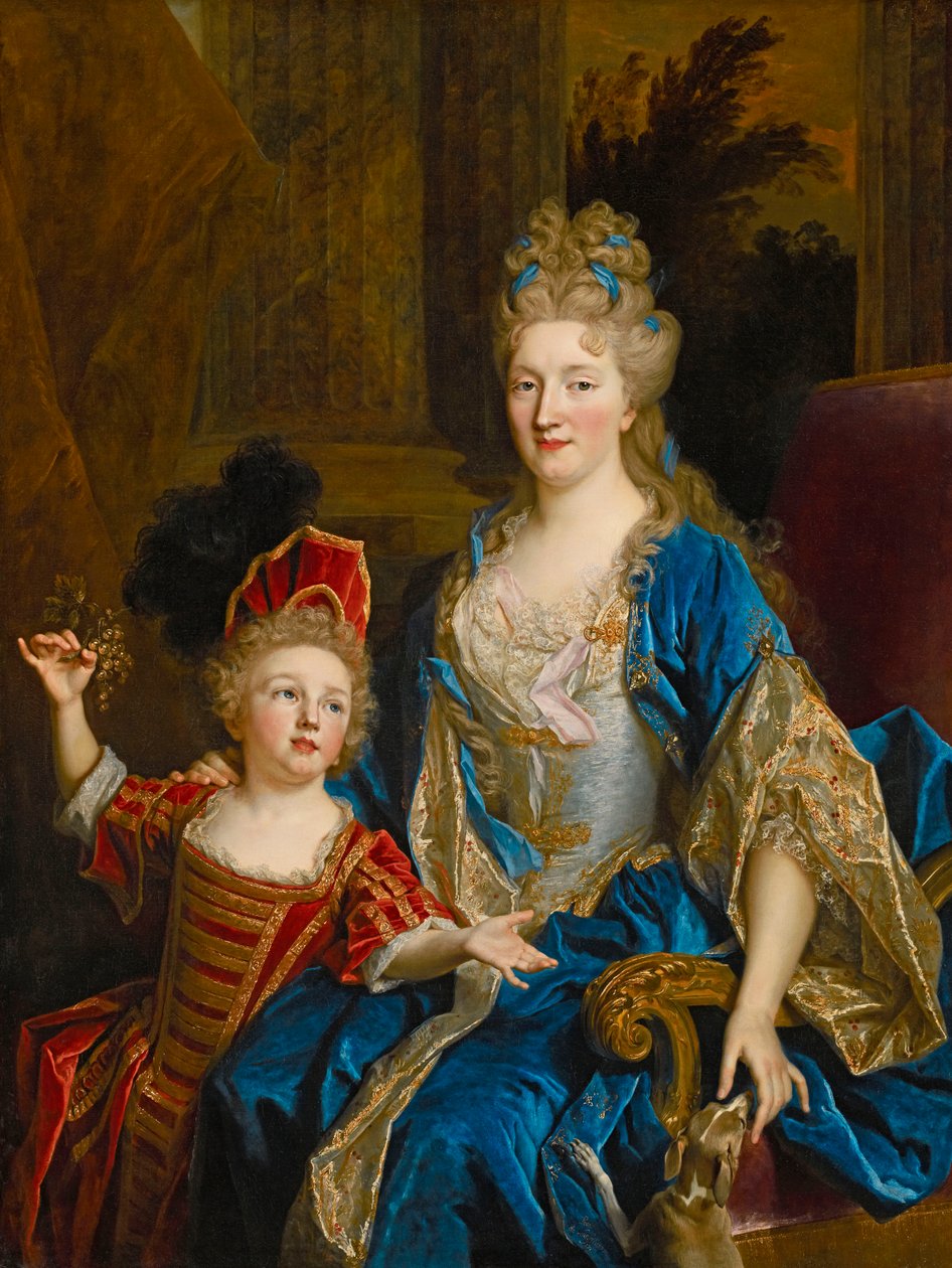 Porträtt av Catherine Coustard, markisin av Castelnau, med sin son Leonor, ca 1699 av Nicolas de Largillière