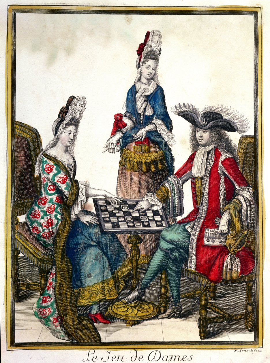 Le Jeu de Dames (Draftspel), slutet av 1600-talets början av 1700-talet av Nicolas Arnoult