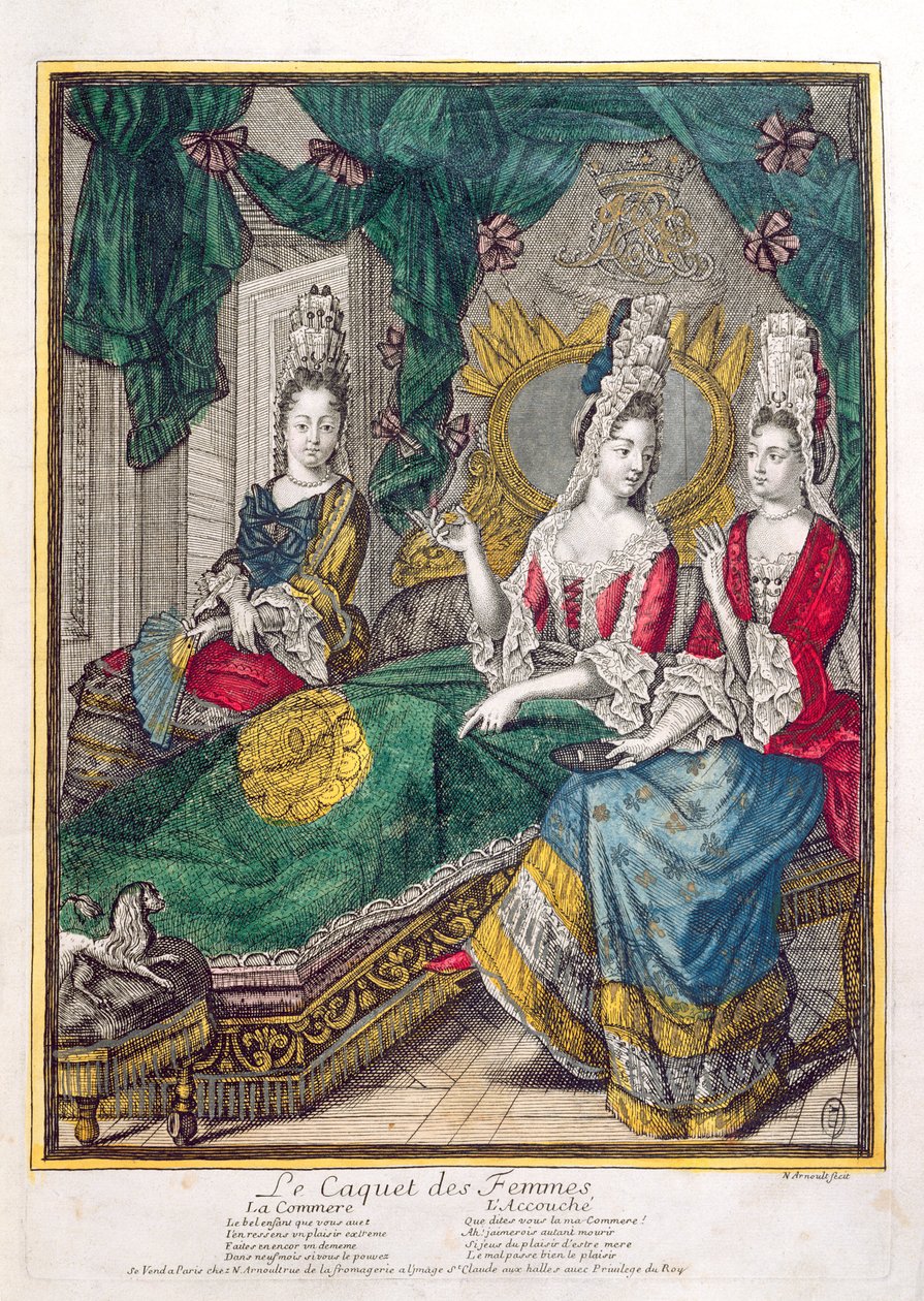 Kvinnor som chattar eller The New Mother, sent 1600-tal av Nicolas Arnoult