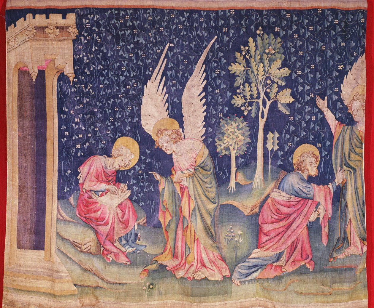 Johannes och ängeln, från Apokalypsen i Angers, 1373-87 (tapet) av Nicolas Bataille