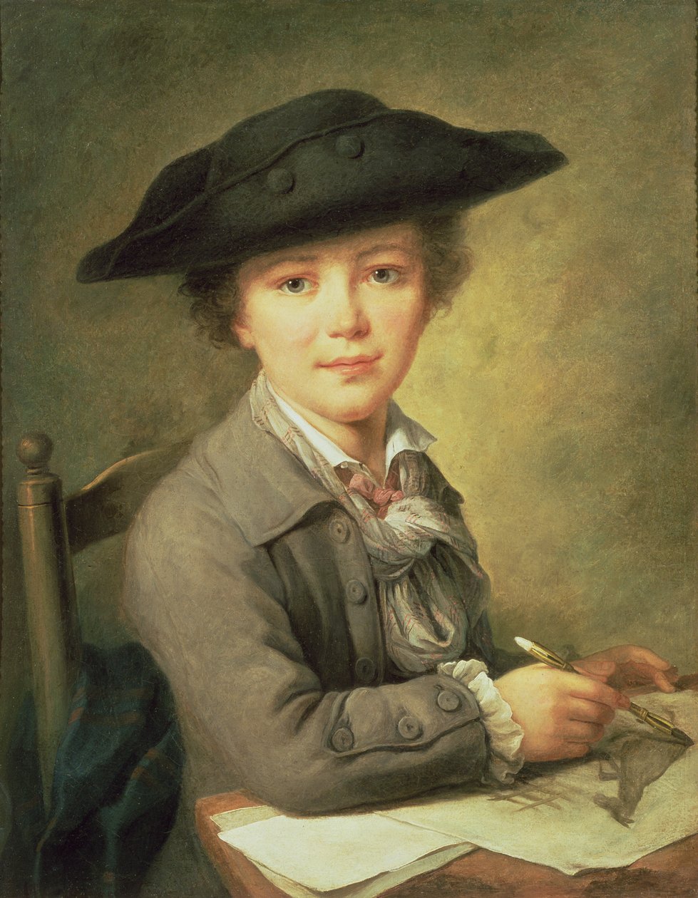 Ung tecknare i svart hatt, 1700-tal av Nicolas Bernard Lepicie