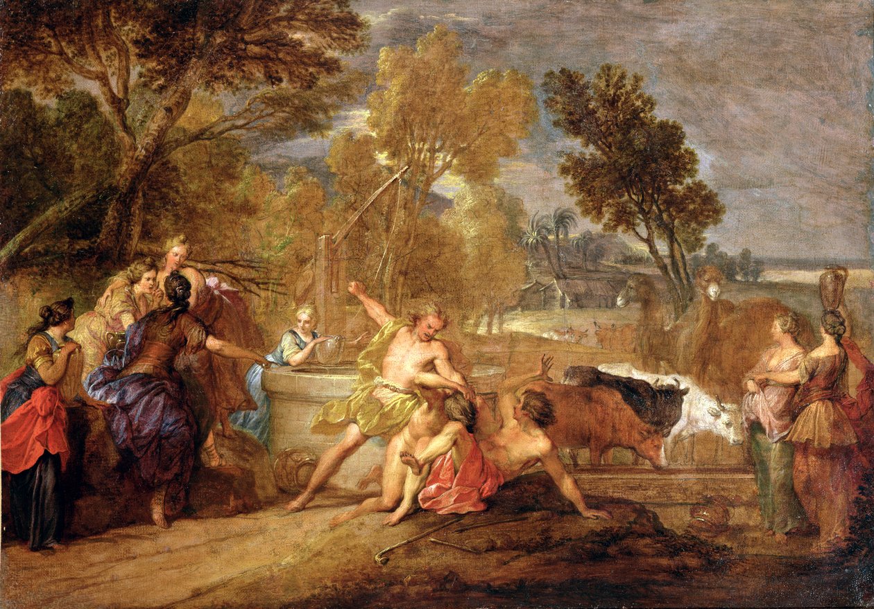 Moses och Jetros döttrar av Nicolas Bertin