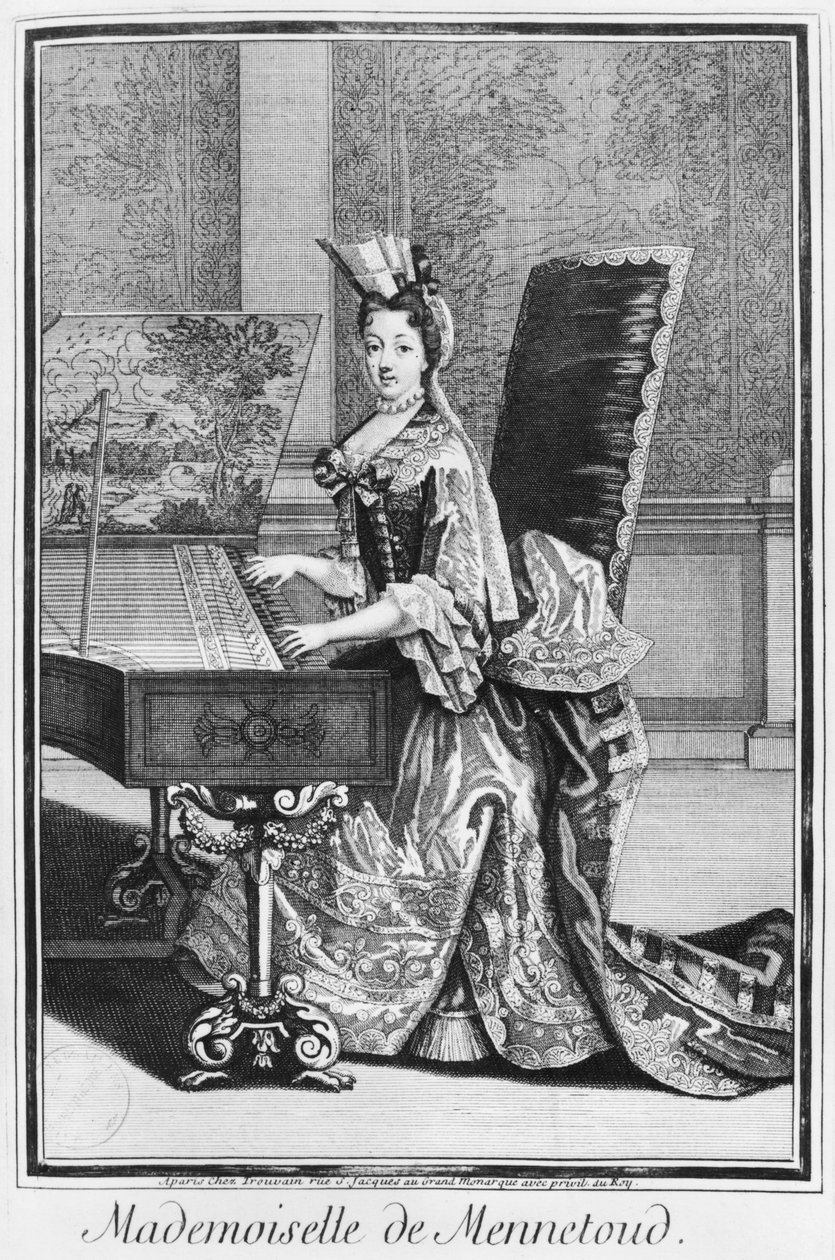 Mademoiselle de Mennetoud spelar cembalo av Nicolas Bonnart