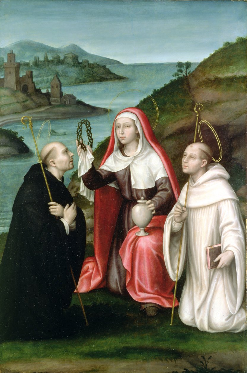 St. Maria Magdalena med St. Dominic och St. Bernard, ca 1580 (panel) av Nicolas Borras