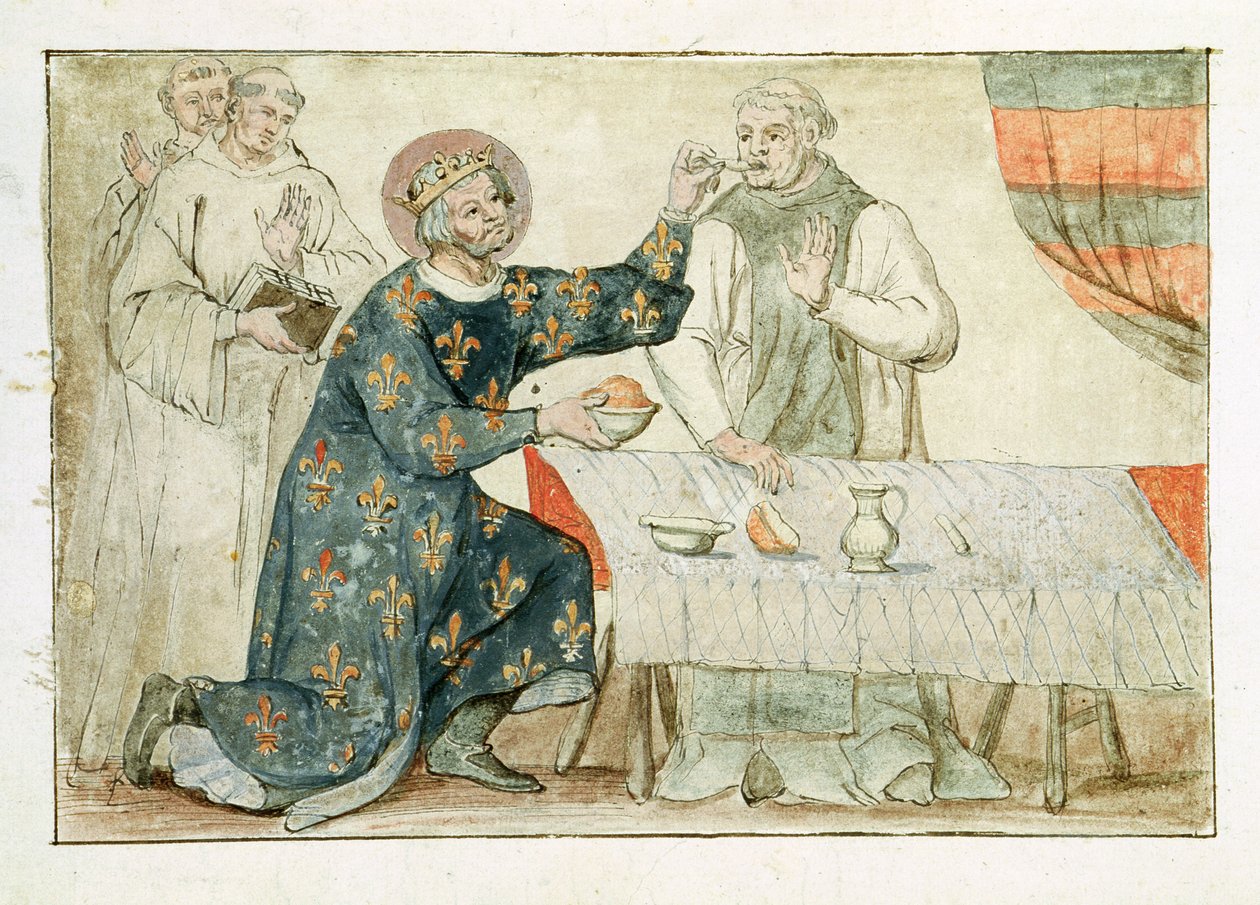 Ms 1779 fol. 81 St Louis matar en snål munk, från "Memoires pour la Vie de Saint Louis" av Nicolas Claude Fabri de Peiresc