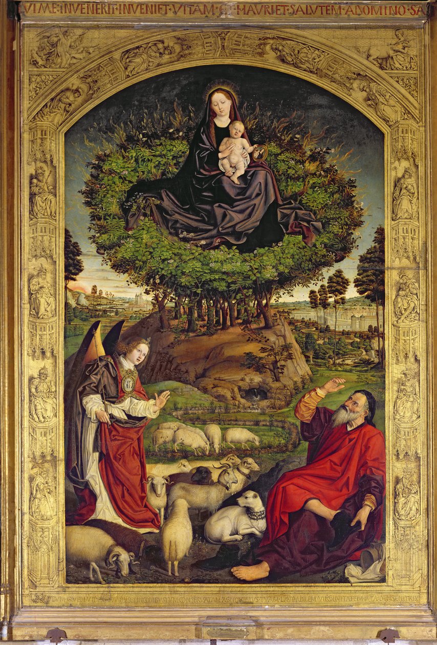 Madonna and Child, central panel från Triptyken av Moses och den brinnande busken, ca 1476 (se även 173010 och 232840-1) av Nicolas Froment