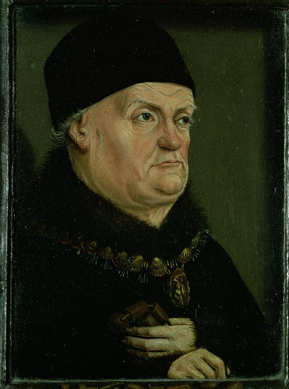 Matheron-diptyken: porträtt av René I den "gode" (1409-80) hertig av Anjou, greve av Provence och Piemonte, vänster panel (se även 94915) av Nicolas Froment