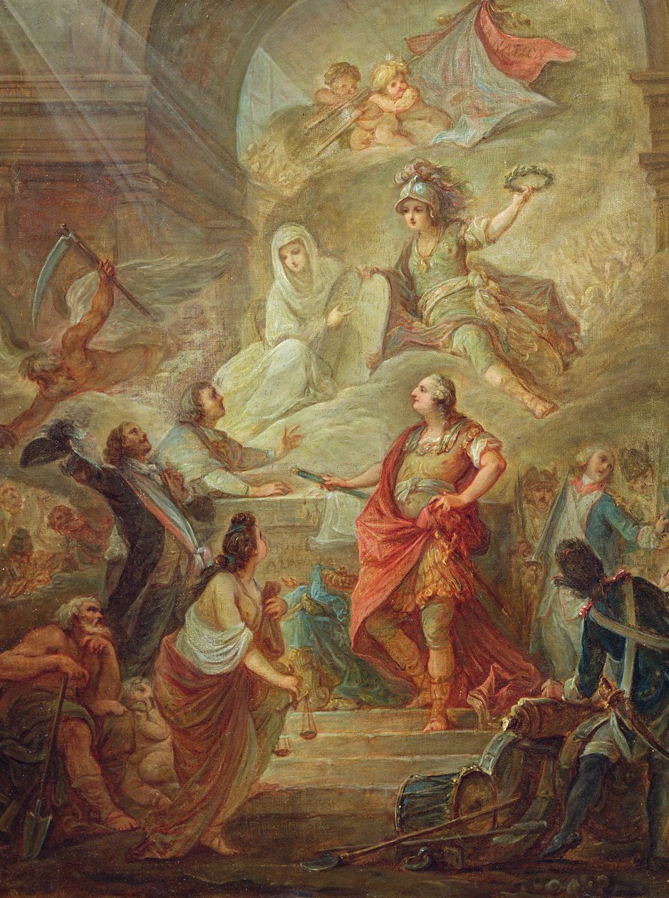 Ludvig XVI (1754-93) svär lojalitet till konstitutionen på hemlandets altare av Nicolas Guy Brenet