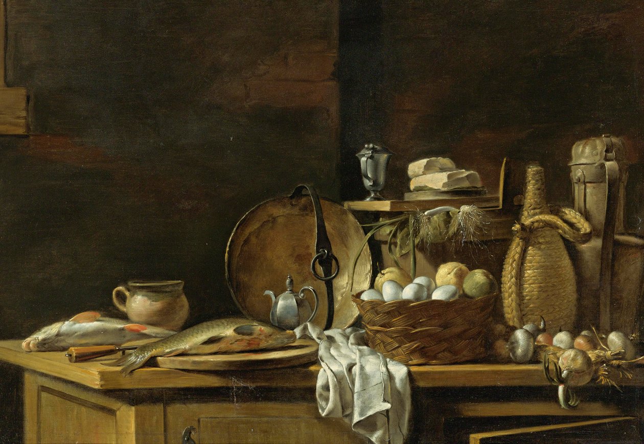 Stilleben vid köksbordet av Nicolas Henri Jeaurat de Bertry