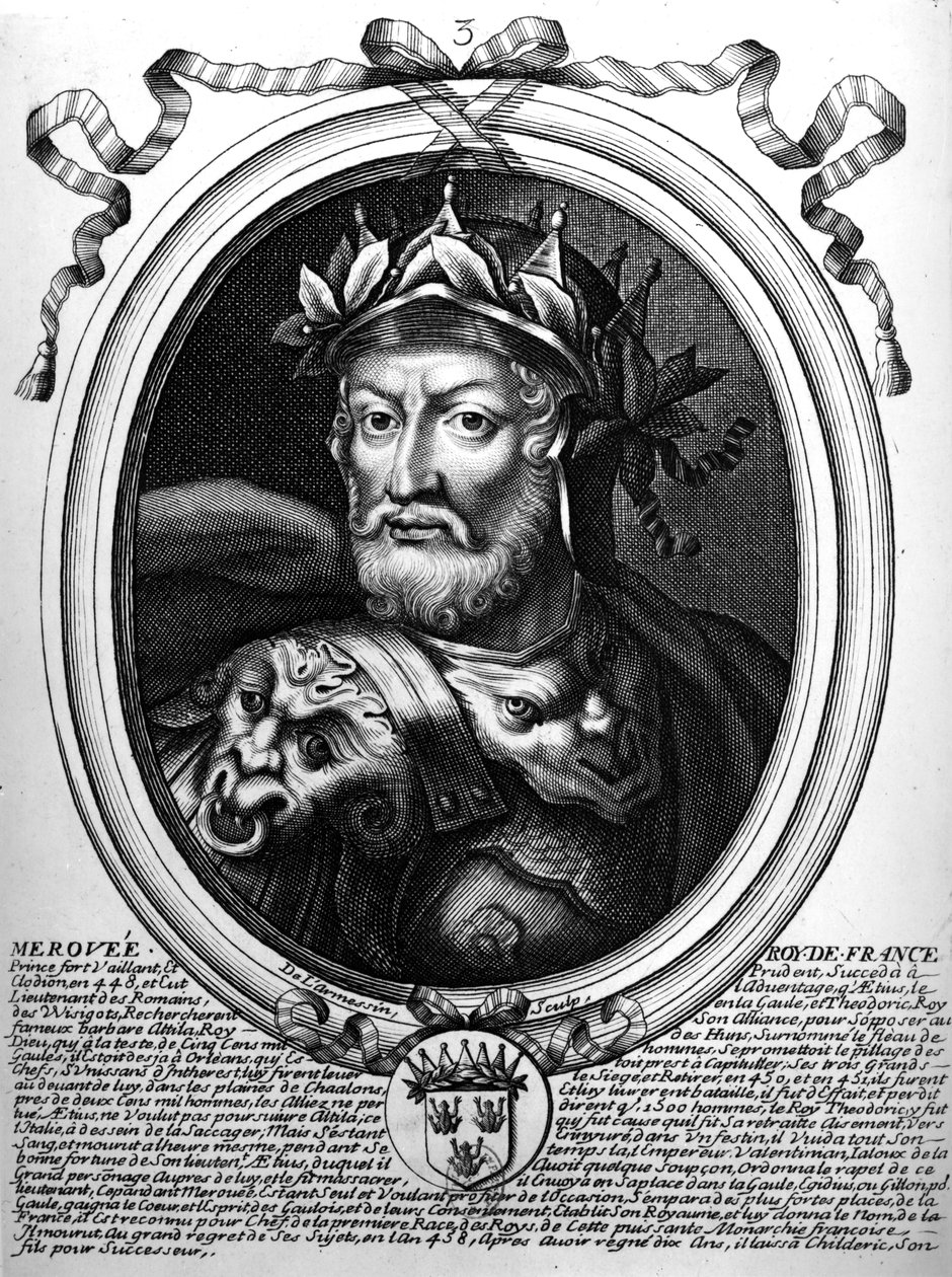 Porträtt av Merovech (d.456) kung av de saliska frankerna, från 