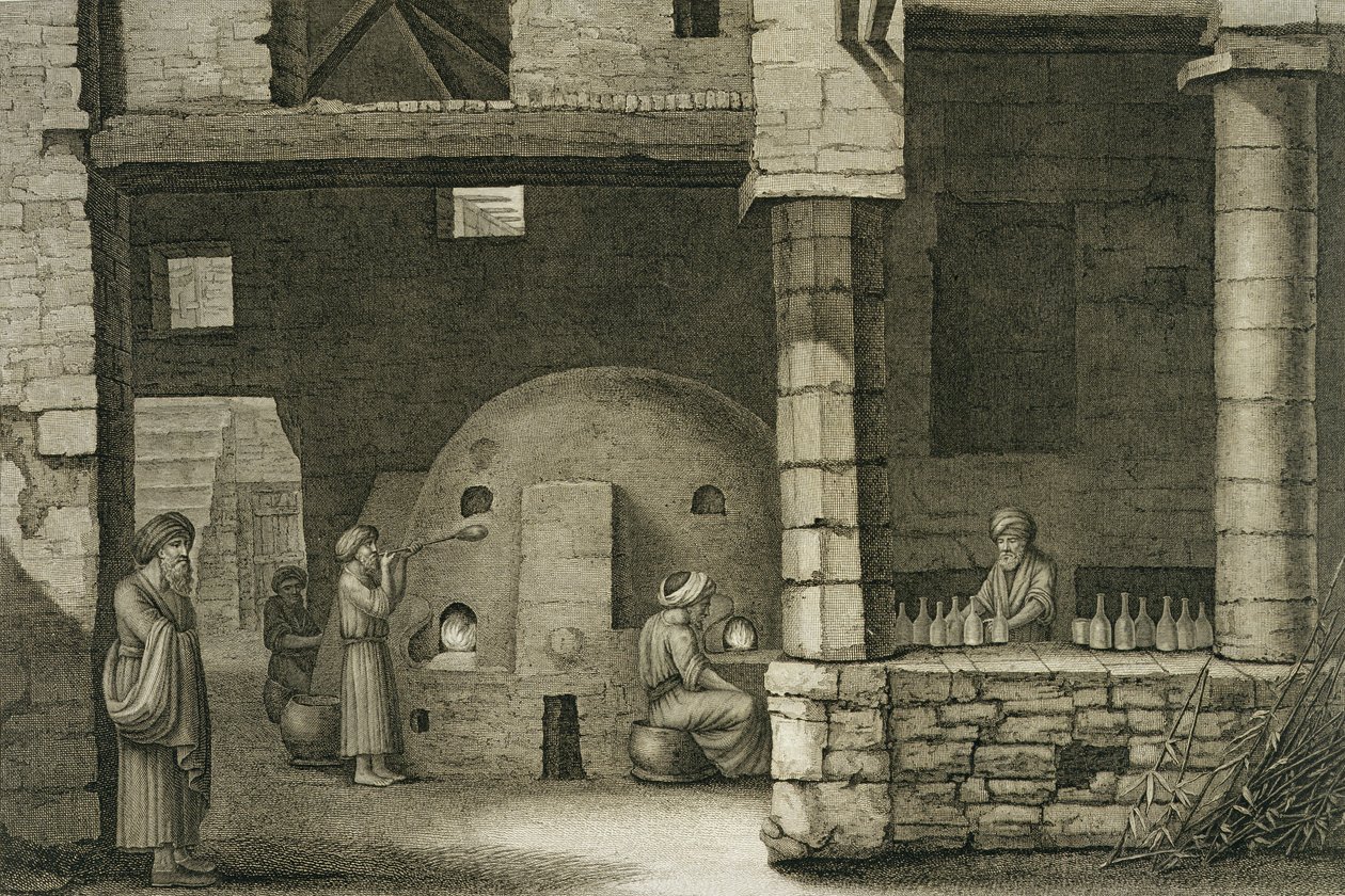 Glasflaskemakaren, från volym II Arts and Trades i "Description of Egypt", publicerad på order av Napoleon, 1822. av Nicolas Jacques Conte