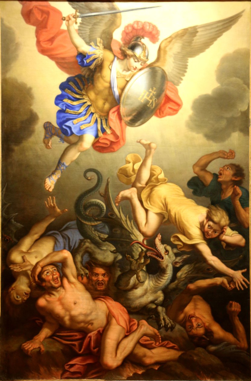 Saint Michael krossar de upproriska änglarna av Nicolas Mignard