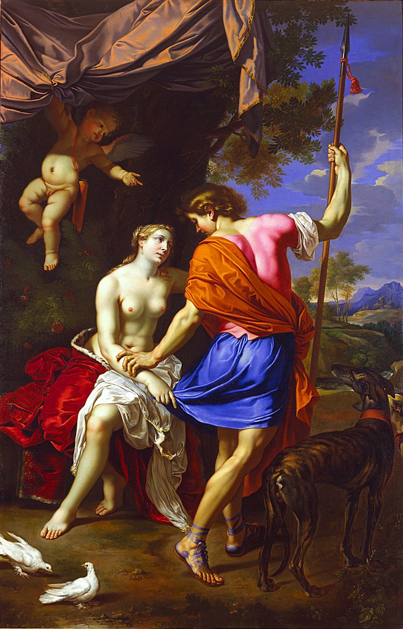 Venus och Adonis av Nicolas Mignard