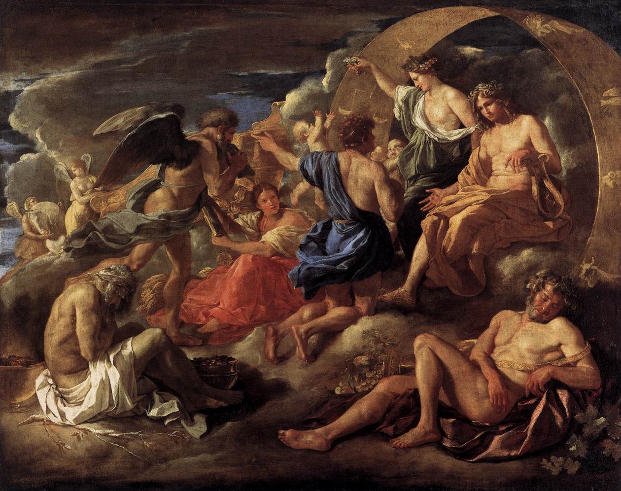 Helios and Phaeton with Saturn and the Four Seasons av Nicolas Poussin