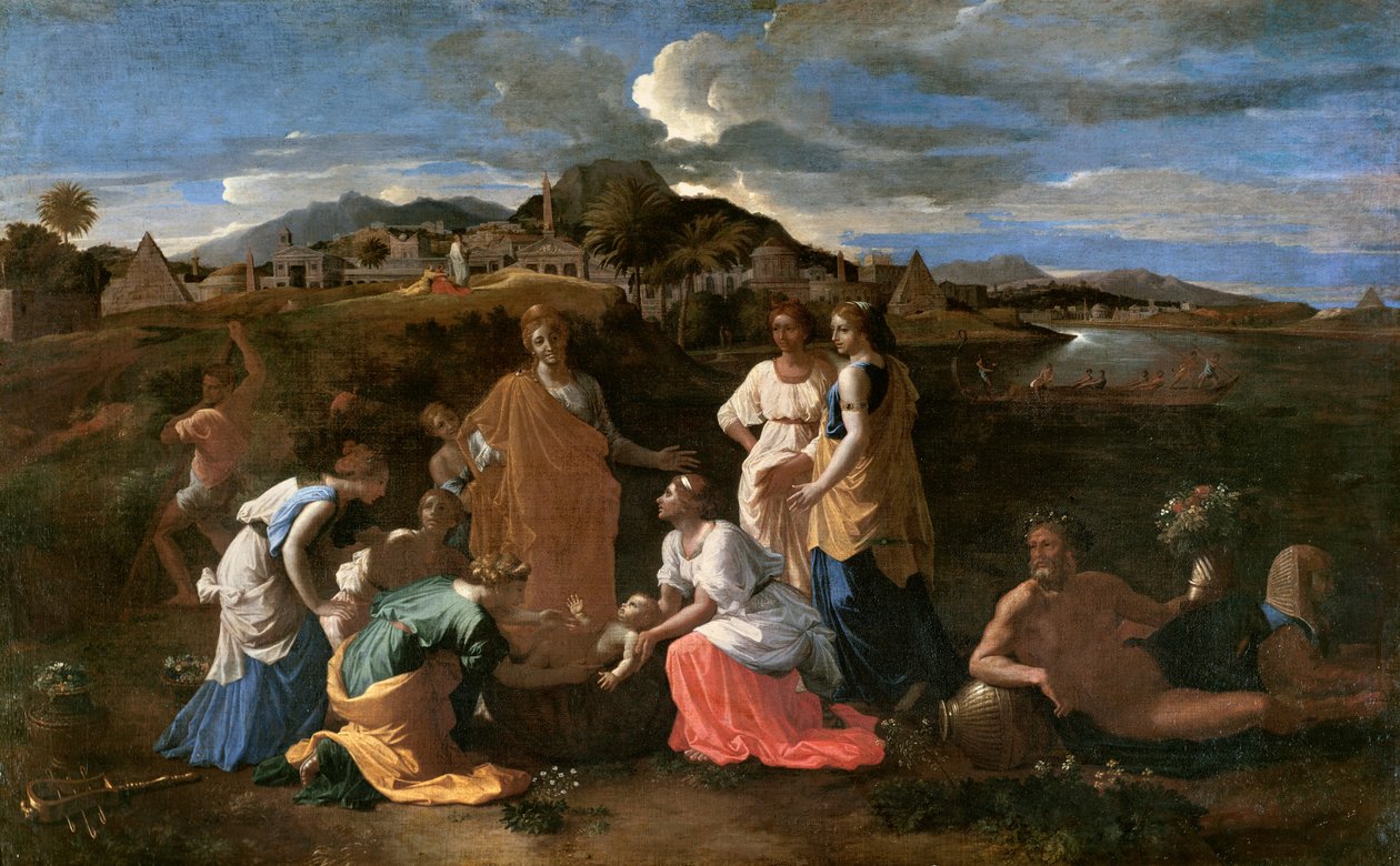 Moses räddad ur vattnet, 1647 av Nicolas Poussin